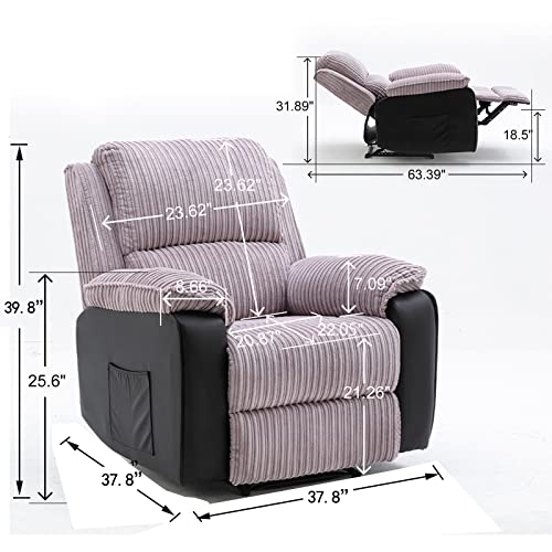 Power Recliner Chair - Modern Recliner Chair with Remote Control and Side Pockets, Adjustable Angle Reclining Sofa Chair for Adults, Single Recliner Home Theater Seat for Living Room (Brown)