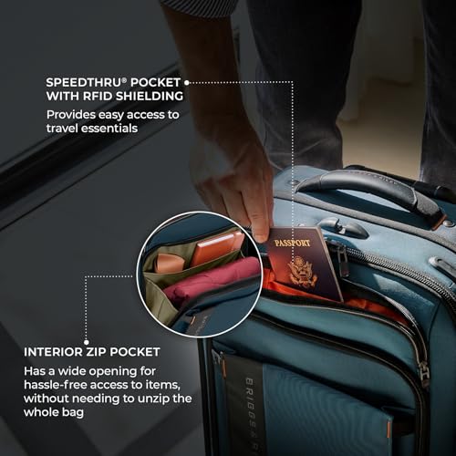 Briggs & Riley Domestic 22" Carry On Expandable Spinner - Luggage for Travel, Suitcases with Wheels, Softside Rolling Bag for Men & Women, Self-Repairing Zipper - ZDX Collection, Black