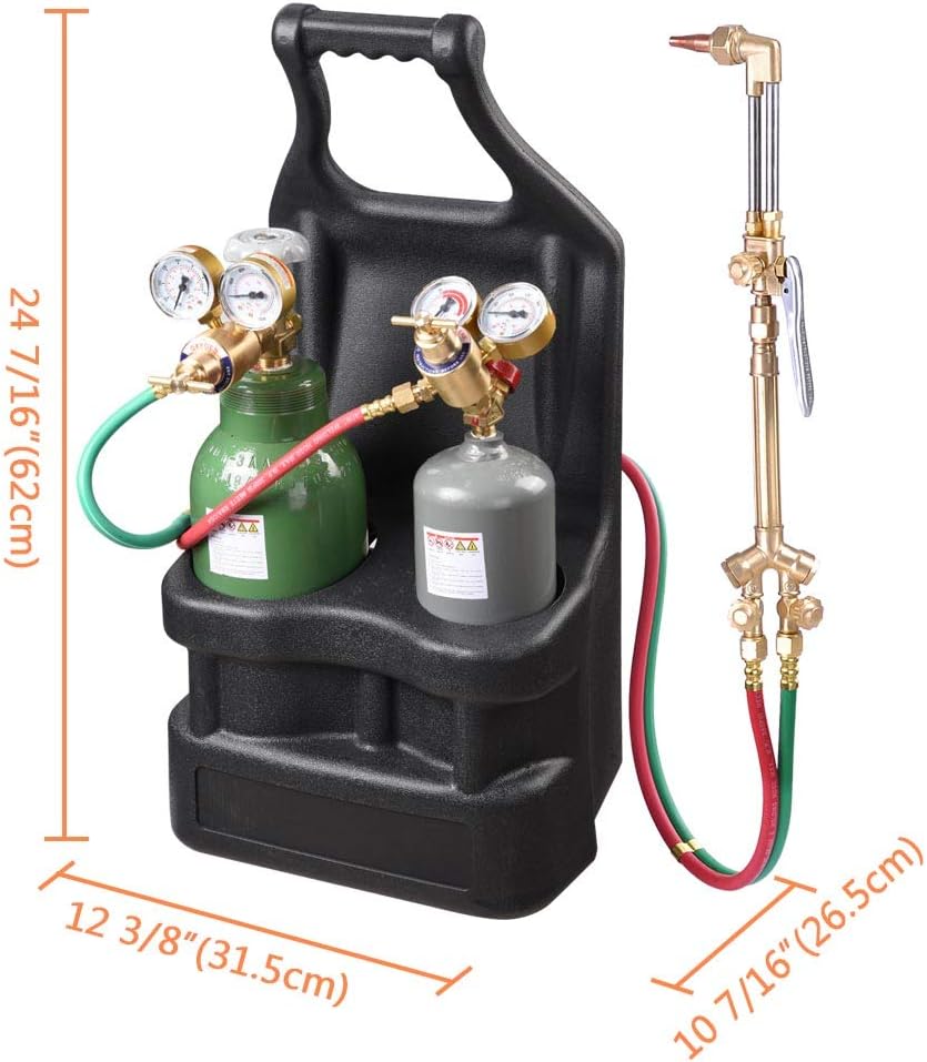Yescom DOT Portable Weld Torch Tank Kit Twin Tote Oxygen Acetylene Oxy Cutting Brazing Welding Goggles
