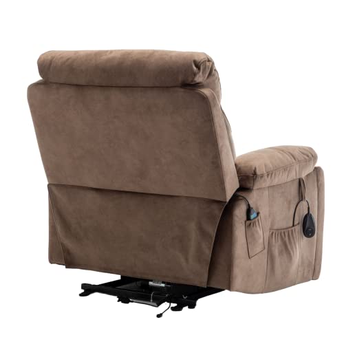 Titan Dual Motor Lay Flat Lift Chairs Recliners - Extra Wide Big Man Recliner with Heat & Massage - Hidden Cup Holder - 400 lbs Capacity (Titan 2.0 - Gray - Knitted Plush)