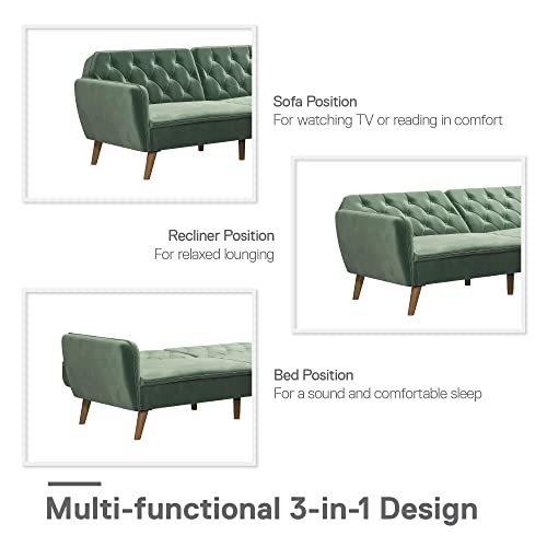 Novogratz Tallulah Memory Foam Futon, Convertible Couch, Camel Faux Leather