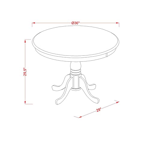 East West Furniture ANBA3-OAK-02 3 Piece Kitchen Set Contains a Round Dining Room Table with Pedestal and 2 Light Beige Linen Fabric Parson Chairs, 36x36 Inch