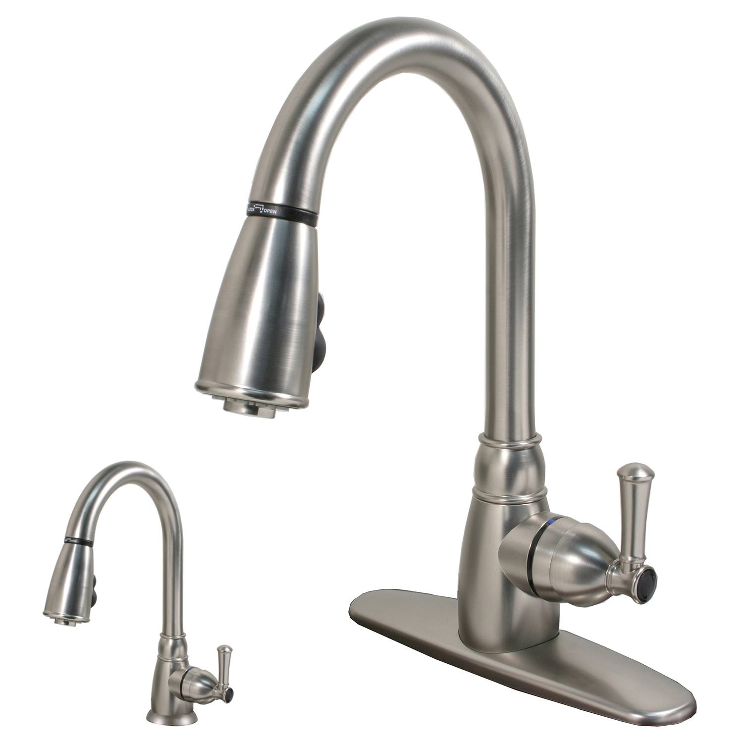 Ultra Faucet Pull Down RV Mobile Home Single Lever Kitchen Faucet, Stainless Steel UF08319P