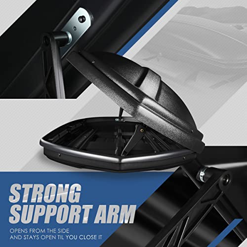 Auto Dynasty Hard Shell Roof Top Mount Car Storage Travel Luggage Box Cargo Carrier, 53 (L) x 34 (W) x 15 (H) Inches, Capacity 110 Pounds, 11 Cubic Feet (Tool-Free Install), Glossy Black Finish