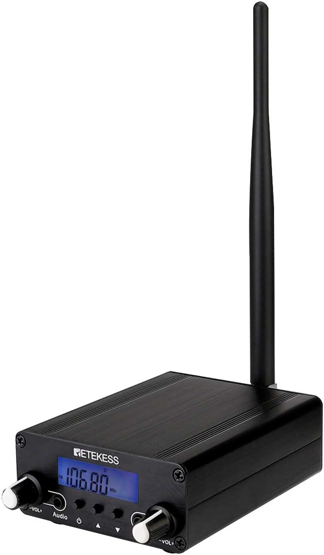 Retekess TR508 FM Transmitter for Church,FM Broadcast Transmitter,Long Range FM Radio Stereo Station with 3.5mm Mic Audio Jack for Drive in Movie,Parking Lot,Home,Library,Fcc Certified