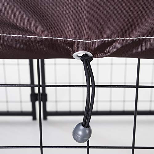 PawHut 4.6' x 4.6' x 5' Dog Kennel Outside, Welded Wire Outdoor Dog Kennel Run with Waterproof & UV Resistant Cover, for S&M Breeds, Chickens, Ducks, Black