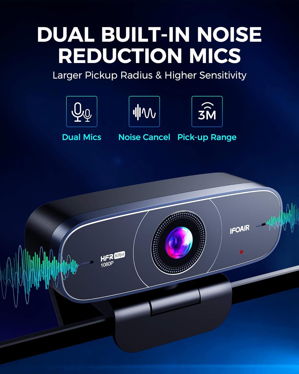 1080p 60fps Webcam with Microphone - FHD Streaming Webcam Autofocus with 85�� Wide View, Exposure Correction, Plug & Play, Web Camera for Desktop Computer, Gaming, Conferencing
