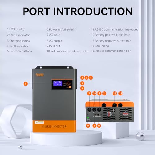 Solar Inverter 5000W 48V Off Grid Inverter 120VAC Pure Sine Wave Inverter Charger 48v Solar Inverter with MPPT Charger 5000W Inverter for Home, RV, Truck, Off-Grid,Lead-Acid/Lithium