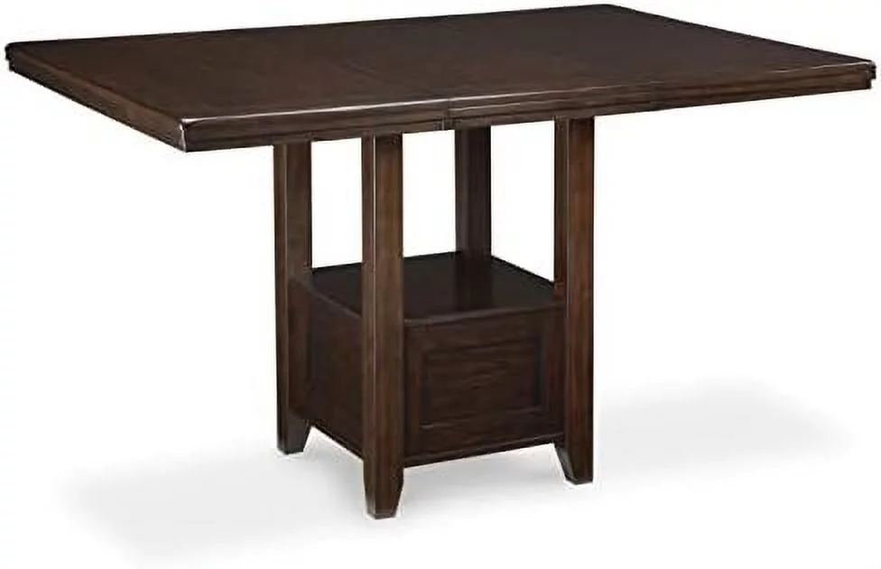 haddigan traditional rectangular 36" counter height dining extension table, dark brown