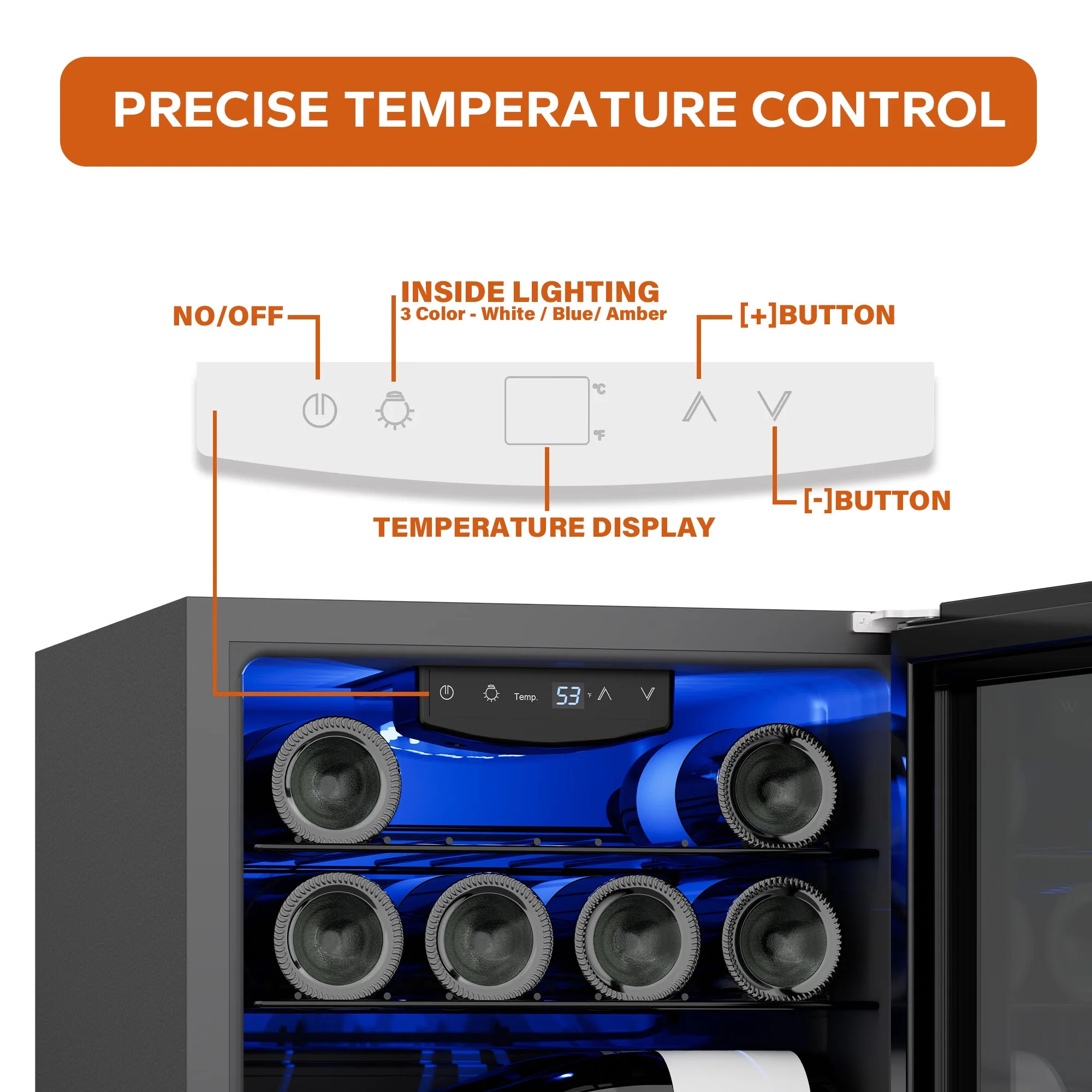 Ca'Lefort Wine Refrigerator Cooler，12 Bottle Mini Wine Fridge Freestanding Wine Cellar with Glass Door