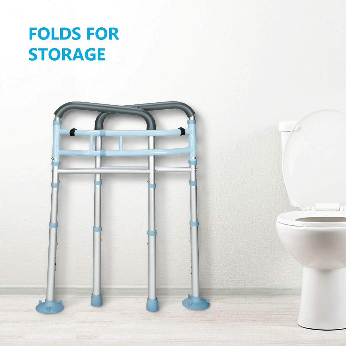 OasisSpace Upright Walker with Seat for Senior & Heavy Duty Medical Toilet Safety Fram