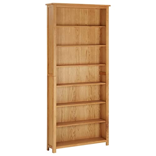 7-Tier Bookcase,Standing Shelf,Book case,Shelving Unit,Wooden Shelf,Cube Shelf,for Living Room, Office, Study, Hallway, Easy to Assemble, 35.4"x8.8"x78.7" Solid Oak Wood