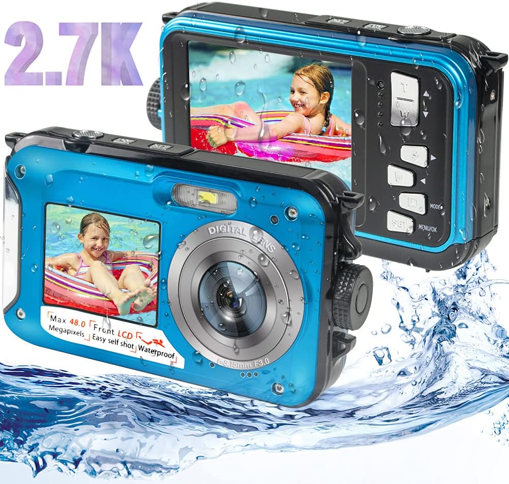 S & P Safe and Perfect Waterproof Digital Camera Underwater Camera Full HD 2.7K 48MP Waterproof Camera with Dual Screen | 16X Digital Zoom | Flashlight Green Pack of 2