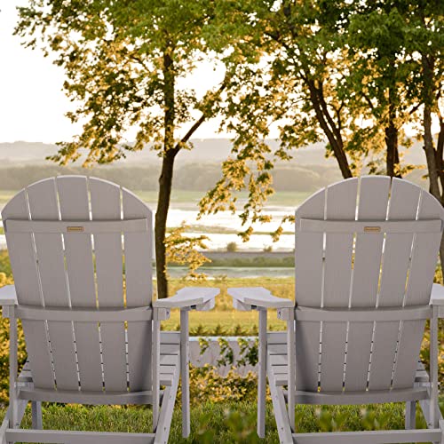 Adirondack Chair, All Weather Resistant Plastic Chairs with Cup Holder, 5 Easy Steps to Install, Outdoor Chairs for Patio, Garden, Backyard Deck, Lawn, Fire Pit - Teak