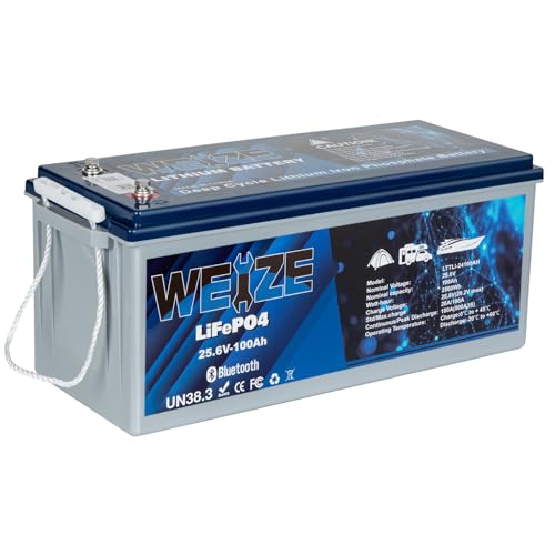 Weize 12V 100Ah TM LiFePO4 Lithium Battery, Built-in Smart BMS, Group 31 Deep Cycle Battery Perfect for Trolling Motor, RV, Solar, Marine, Overland/Van, and Off Grid Applications
