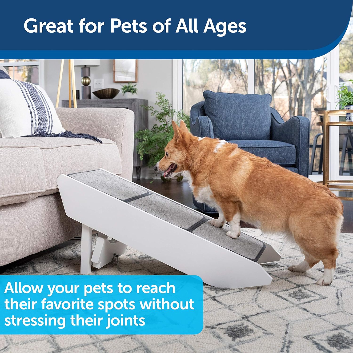 PetSafe CozyUp Steps & Ramp Combo – Dog and Cat Ramp with Stairs – Give Your Pets Easy Access to High Beds or Couch – Foldable Nonslip Design – Perfect for Small, Medium, and Large Dogs