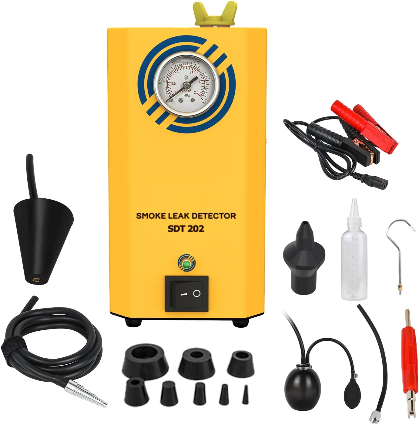 VKALTUL Automotive Smoke Machine Leak Detector EVAP 12V Car Pipe System Smoke Tester with Adjustable Flow Meter for Vehicles Motorcycles
