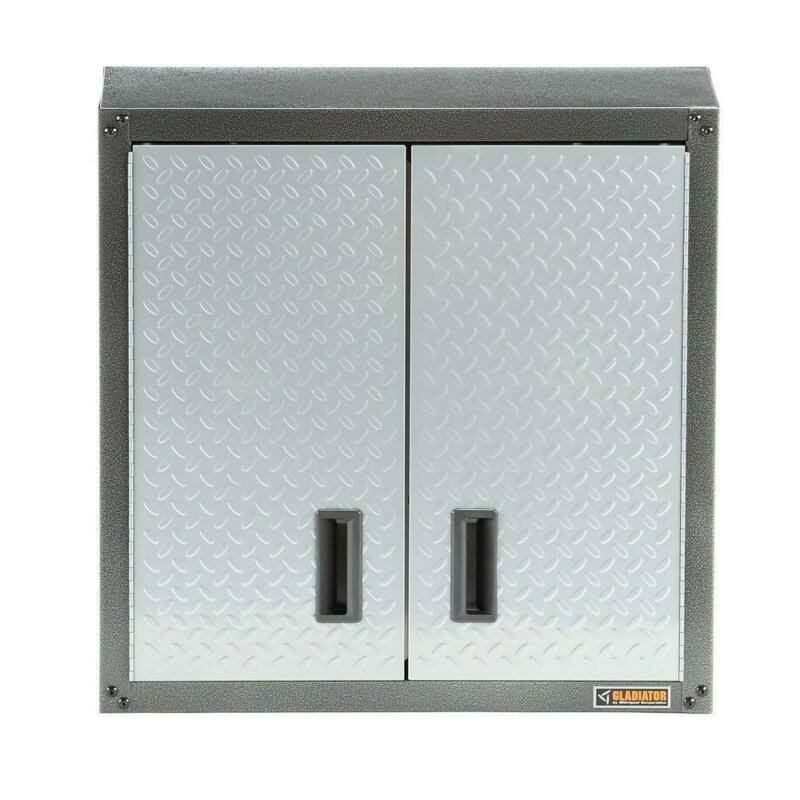 28-In Home Garage Storage Organizer Wall Mount Cabinet Tool Box Silver Tread