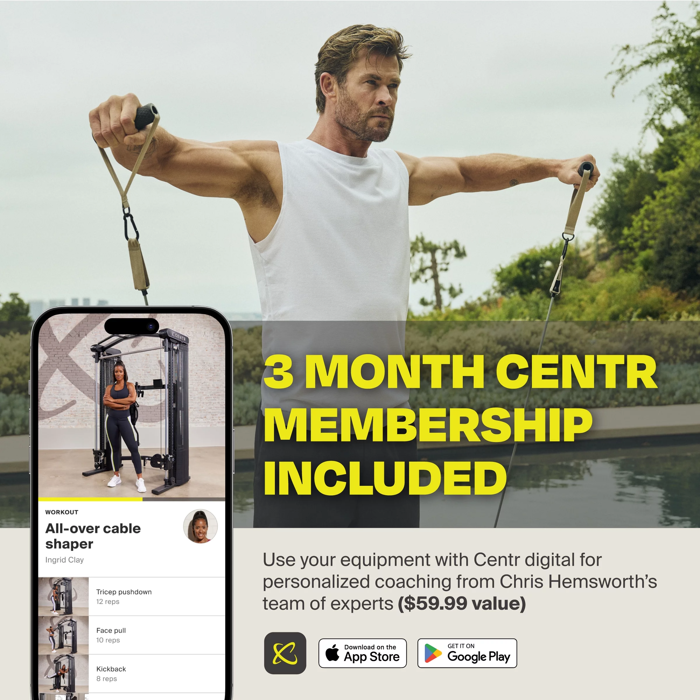 Centr 3 Home Gym Functional Trainer with Selectorized Smith Bar for Total Body Strength Training with 3-Month Centr Membership