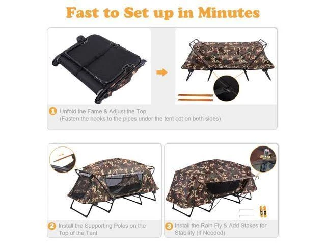 Folding Single Camping Tent Cot Portable Outdoor Hiking Bed Rain Fly