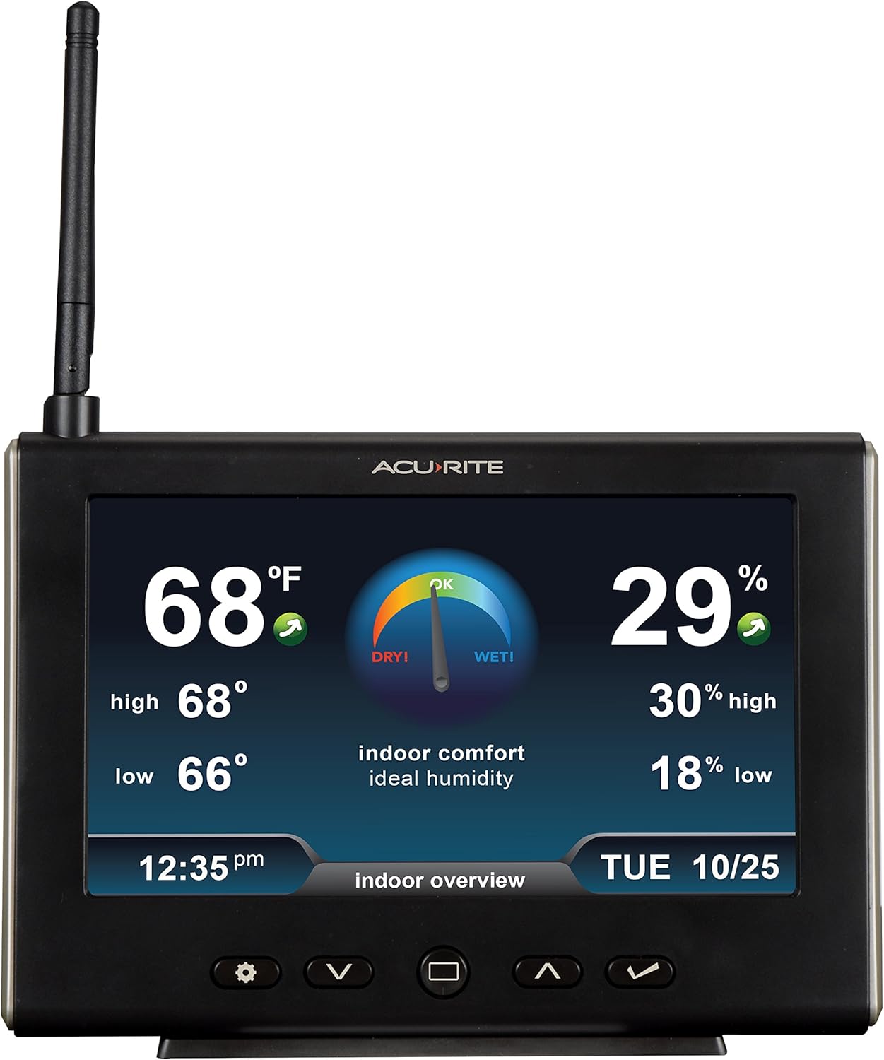 AcuRite Iris (5-in-1) Weather Station for Indoor/Outdoor Temperature and Humidity, Wind Speed/Direction, and Rainfall with High-Definition Display, Lightning Detection, and Built-In Barometer (01024M)