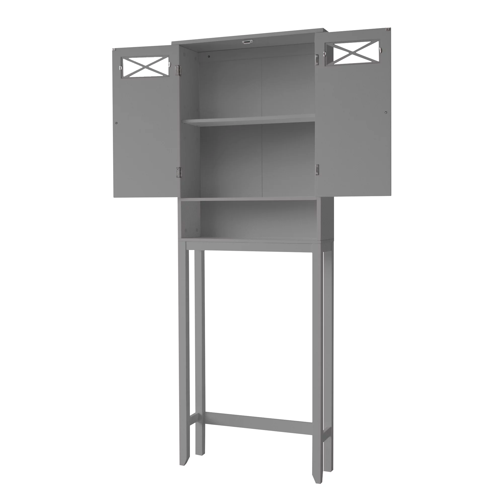 Teamson Home Dawson Contemporary Wooden Over-the-Toilet Storage Cabinet with 2 Doors, Gray