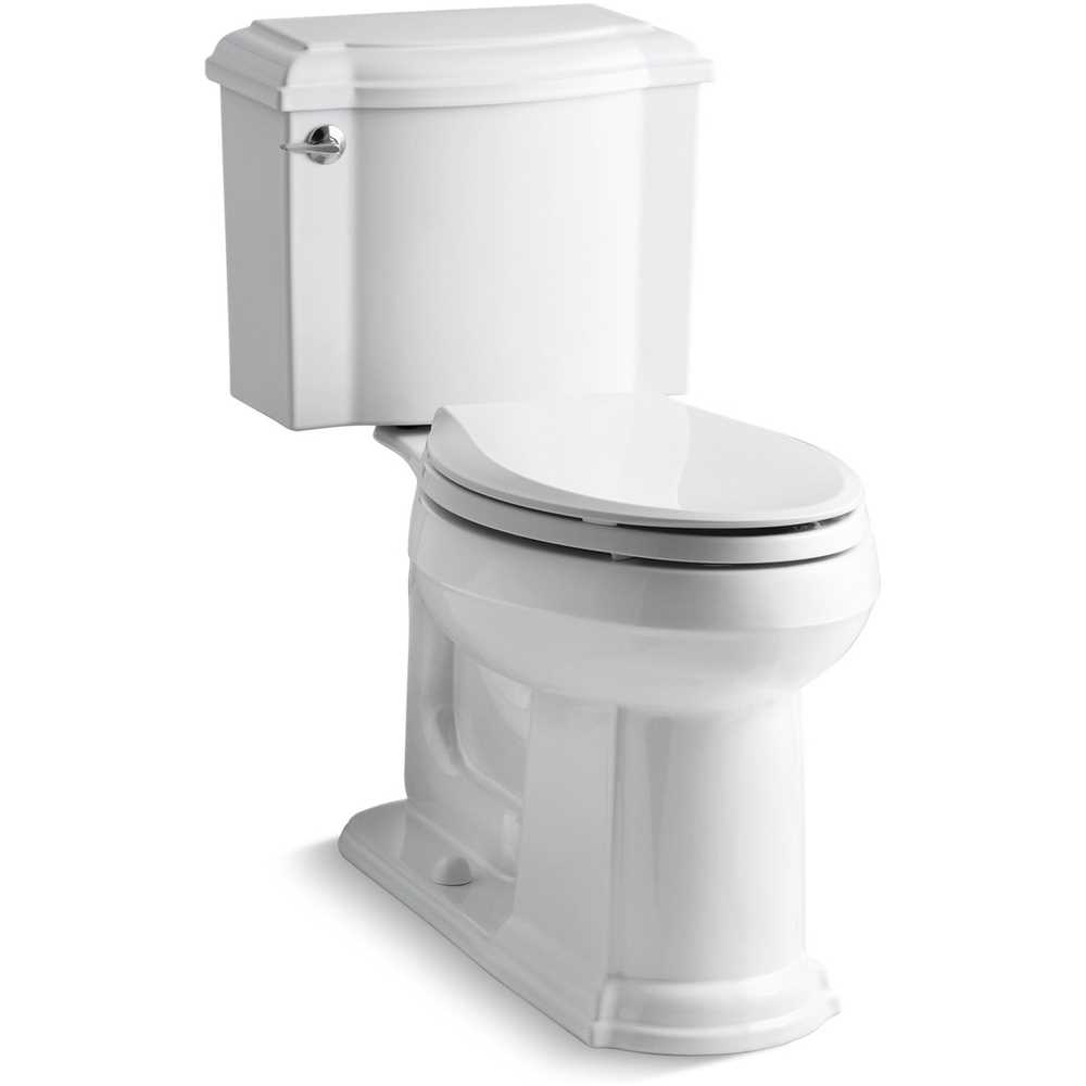 Kohler Toilet Devonshire Two-Piece Elongated 1.28 GPF with AquaPiston Technology – Less Seat White – K-3837-0