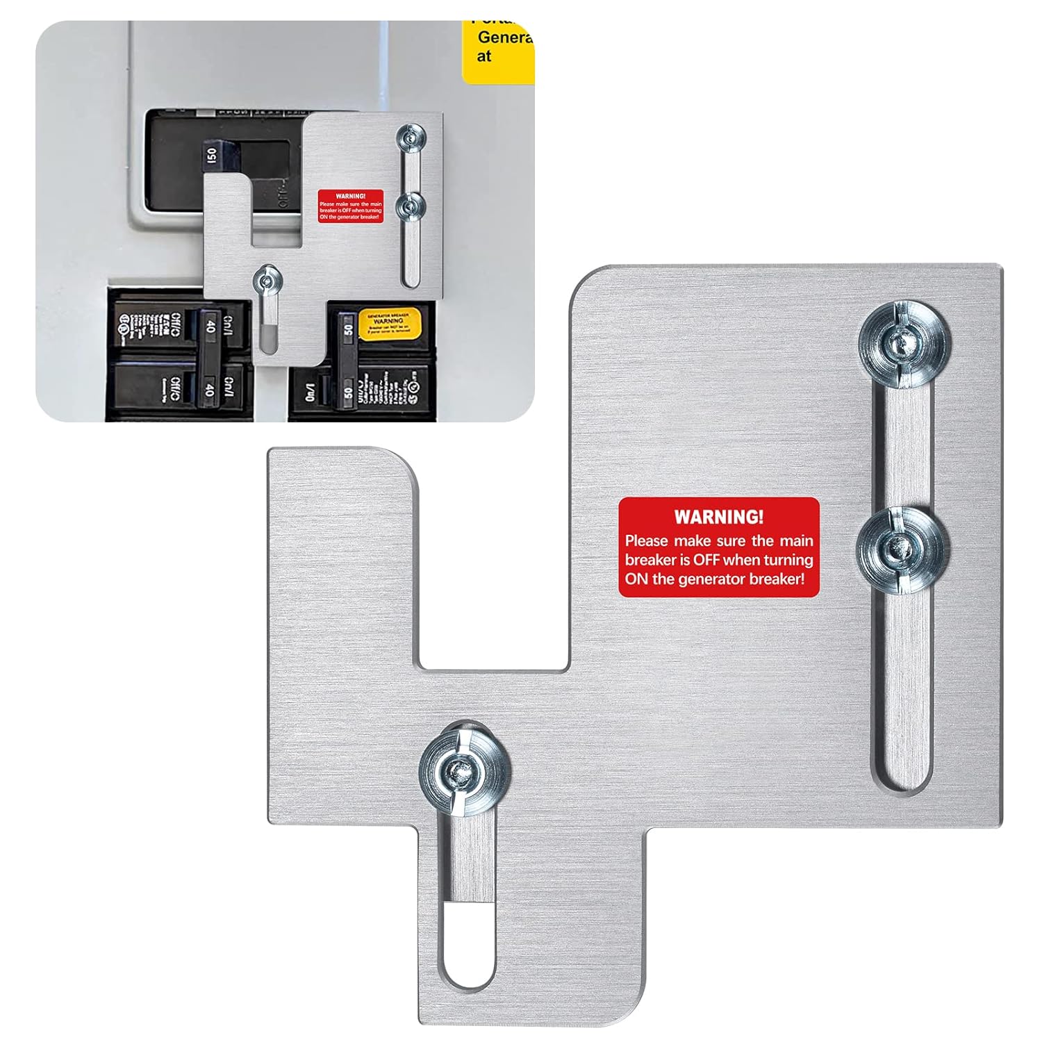 ACANORA Generator Interlock Kit Blue for Cutler Hammer CH and BR Series with Plug in Neutral Main 150 and 200 amp Panels, 1 1/4 - 1 7/16 Inch Spacing Between Main and Branch Breaker Pack of 2