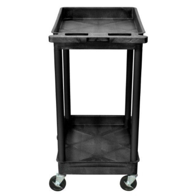 Luxor STC11-B Multipurpose 2 Shelves Tub Utility Cart - Black