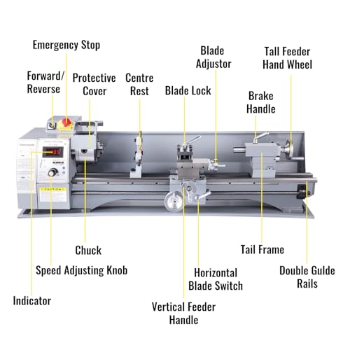 VEVOR Metal Lathe, 210x800 Mini Lathe Machine, 2500 RPM Variable Speed Change, 850W Precision Mini Lathe, Metal Working Lathe with Brushless Motor, Milling Machine for Various Metal Turning