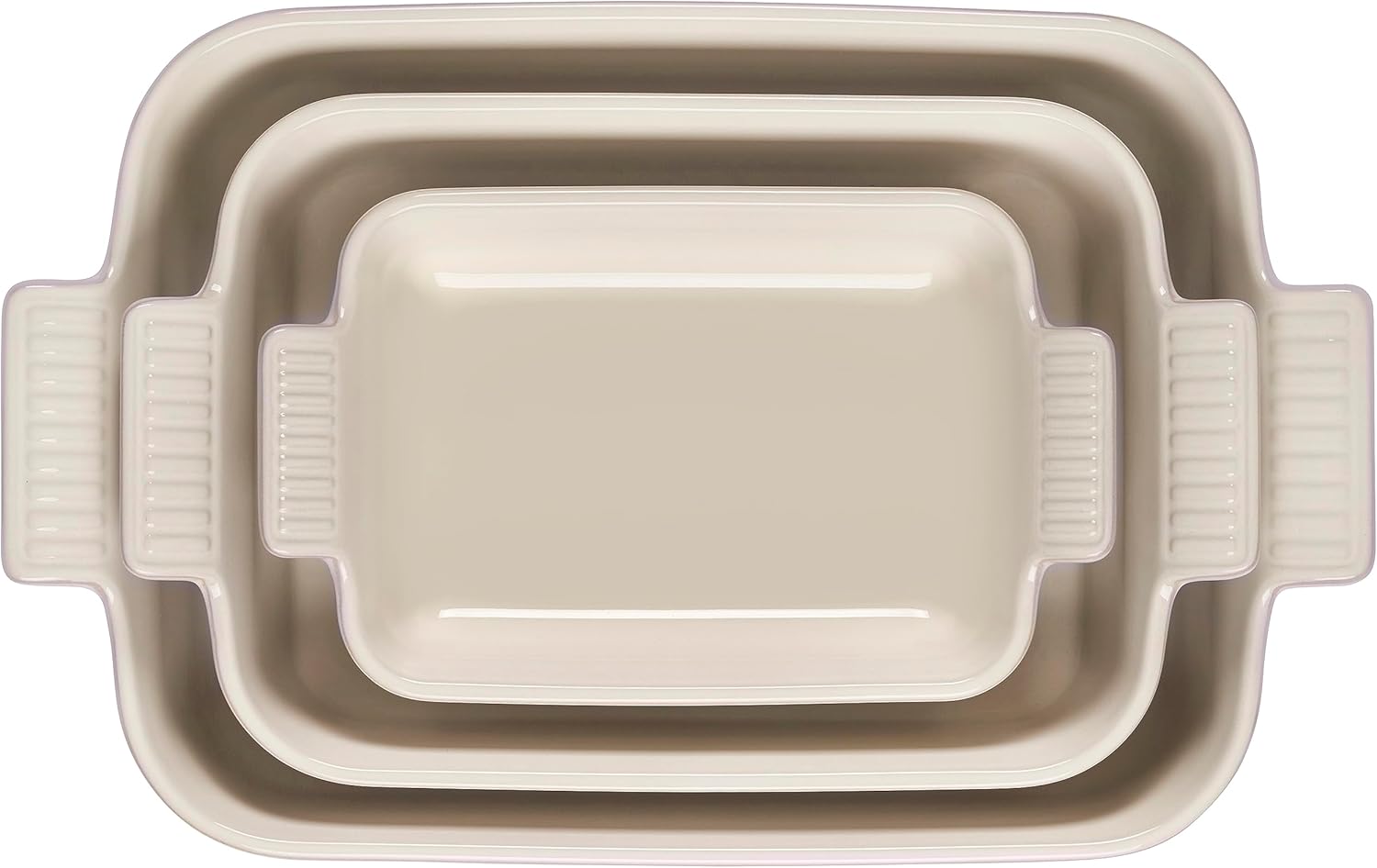 Le Creuset Stoneware Heritage Set 3 Rectangular Dishes, Shallot, 1.1 qt., 2.5 qt. & 4 qt.