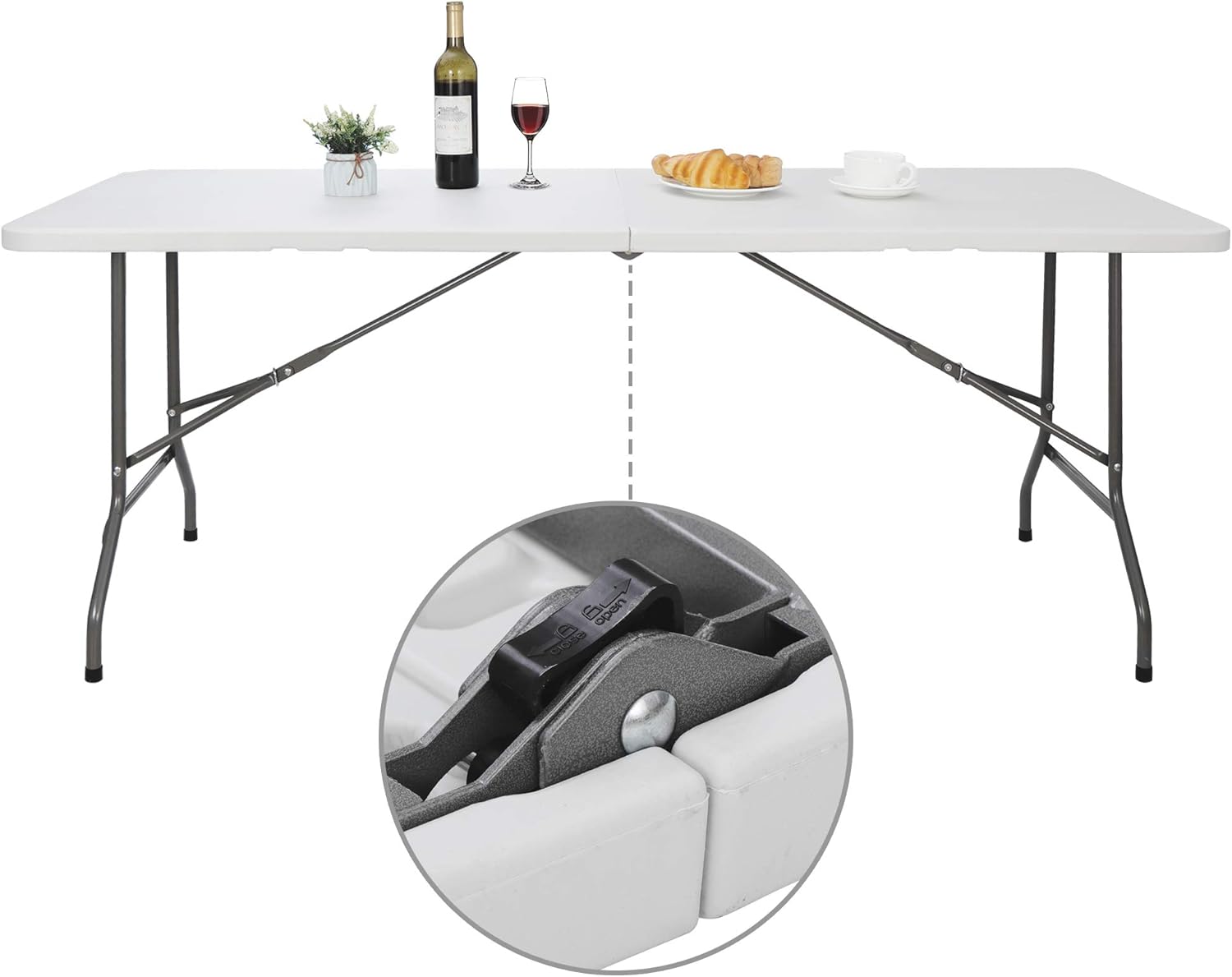 SUPER DEAL Square Folding Card Table, 3ft Indoor Outdoor Portable Camping Picnic Plastic Table