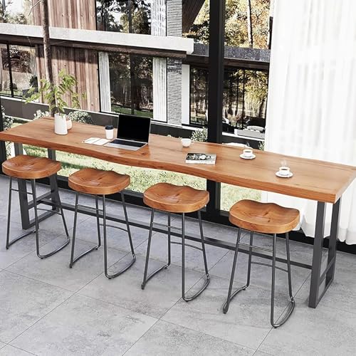 Solid Wood Bar Table Modern Pub Table Rectangle Bar Counter Table Solid Wood Bar Height Table Sofa Bar Table For Small Space Kitchen Bar Dining Table-Table Only(78.7“L x 15.7“W x 41.3“H, Brown)