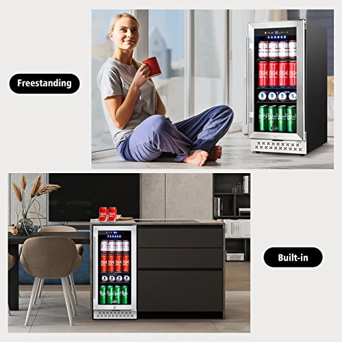 Tylza Mini Fridge 15 Inch Wine Cooler Under Counter, 30 Bottle Dual Zone Wine Fridge with Stainless Steel, Wine Refrigerator Freestanding, and Built-in Wine Cellars TYWC100