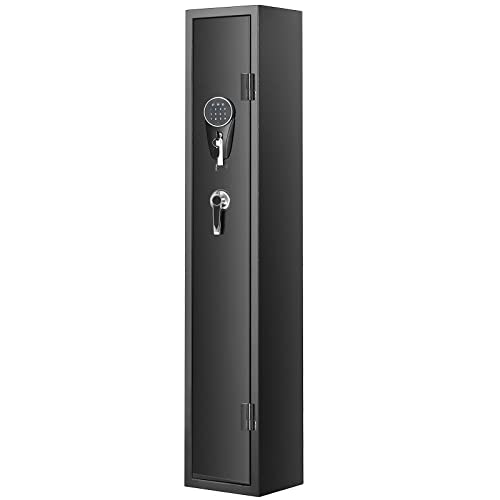 VEVOR 6-8 Rifles Gun Safe, Rifle Safe with Fingerprint & Digital Keypad Lock, Gun Storage Cabinet for Shotguns with Built-in Storage Locker, Removable Storage Shelf for Home Long Gun and Pistols