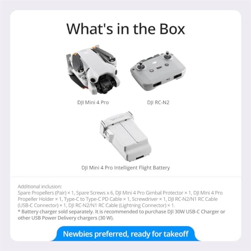 DJI Mini 4 Pro (DJI RC 2), Folding Mini-Drone with 4K HDR Video Camera for Adults, Under 0.549 lbs/249 g, 34 Mins Flight Time, 20 km Max Video Transmission Distance, Omnidirectional Vision Sensing