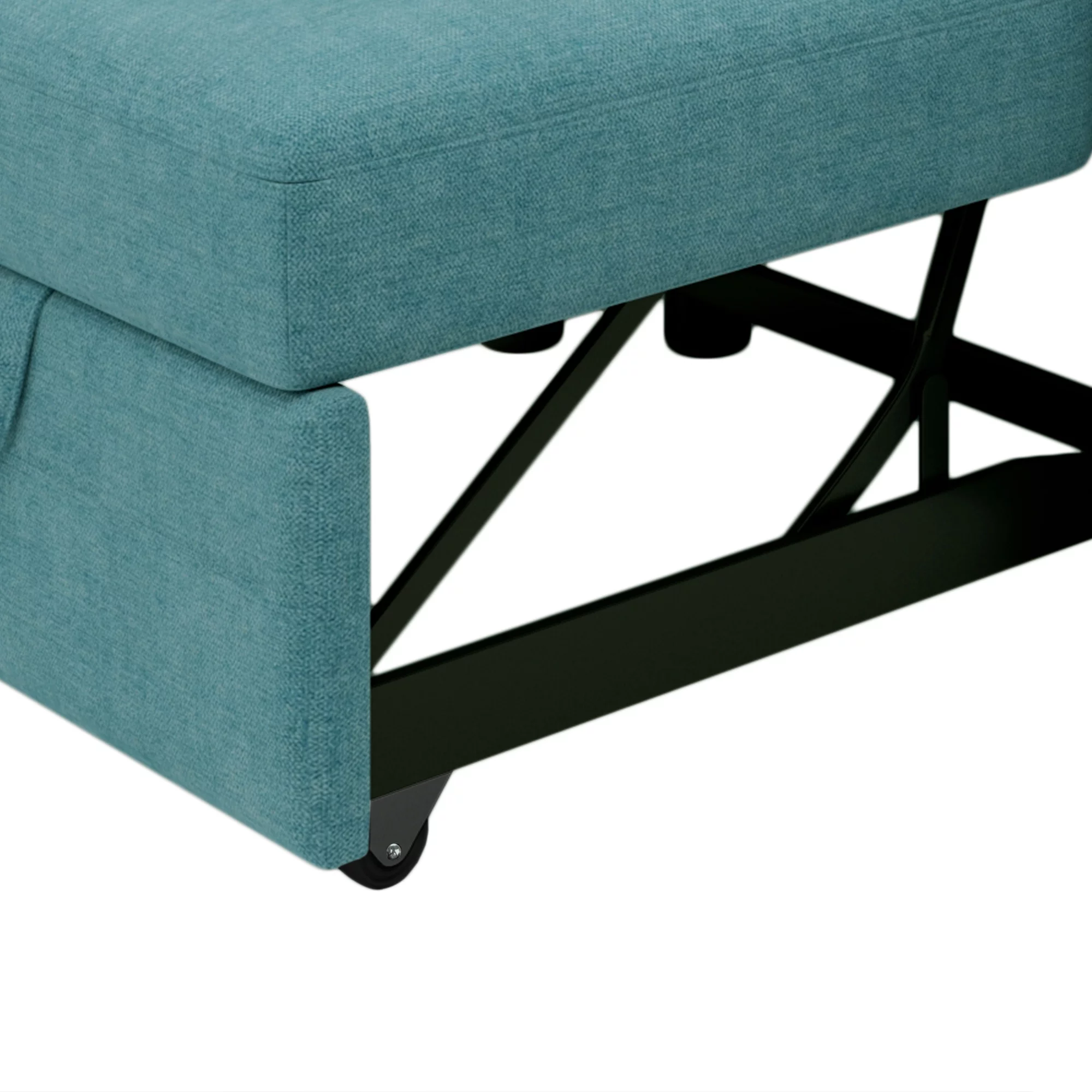 Modern Style 3-in-1 Sofa Bed Chair, Teal, Convertible Sleeper Chair Bed, Metal Frame, High Density Foam - Curated Treasures Market
