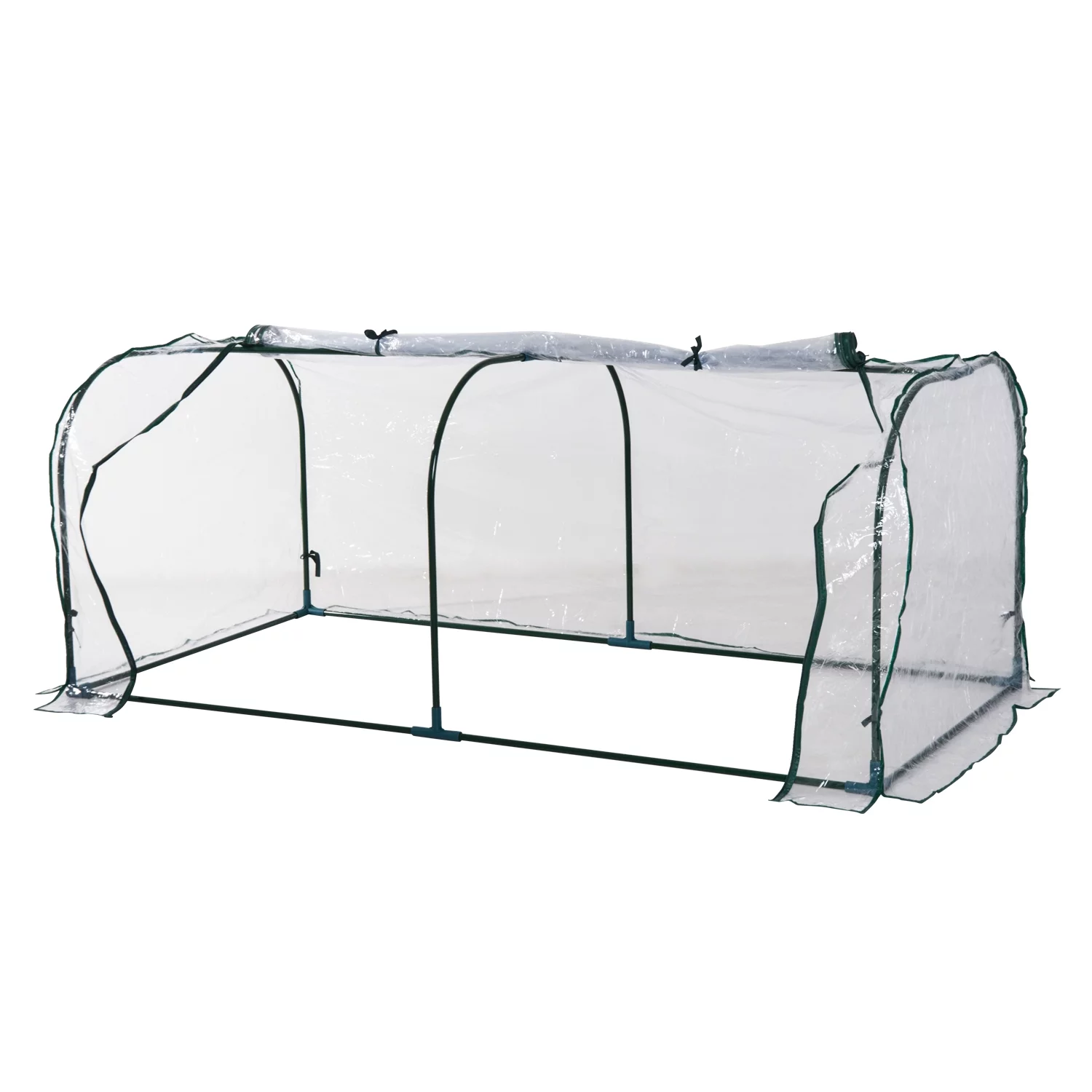 Outsunny Portable Mini Cloche Greenhouse with Zipper Doors, 7' L x 3' W x 2.5' H, Waterproof UV Protected Cover - Curated Treasures Market