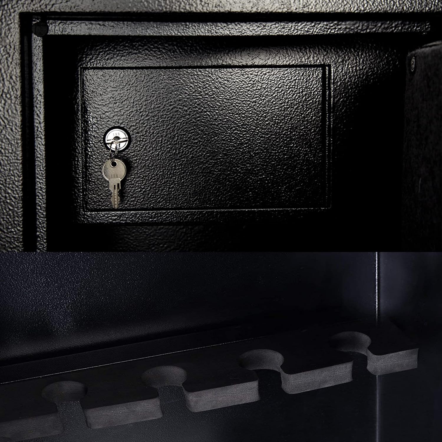 Large Rifle Safe, Gun Safe for Home Rifles and Pistols, Quick Access 5-6 Gun Cabinet Shotgun Safe (with/Without Scope) with Pistol Lockbox Slient Mode (Large Gun Safe-Biometric) …