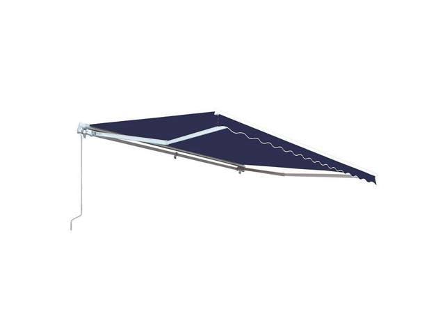 Aleko Retractable Patio Awning 12 x 10 ft Deck Sunshade Blue Color