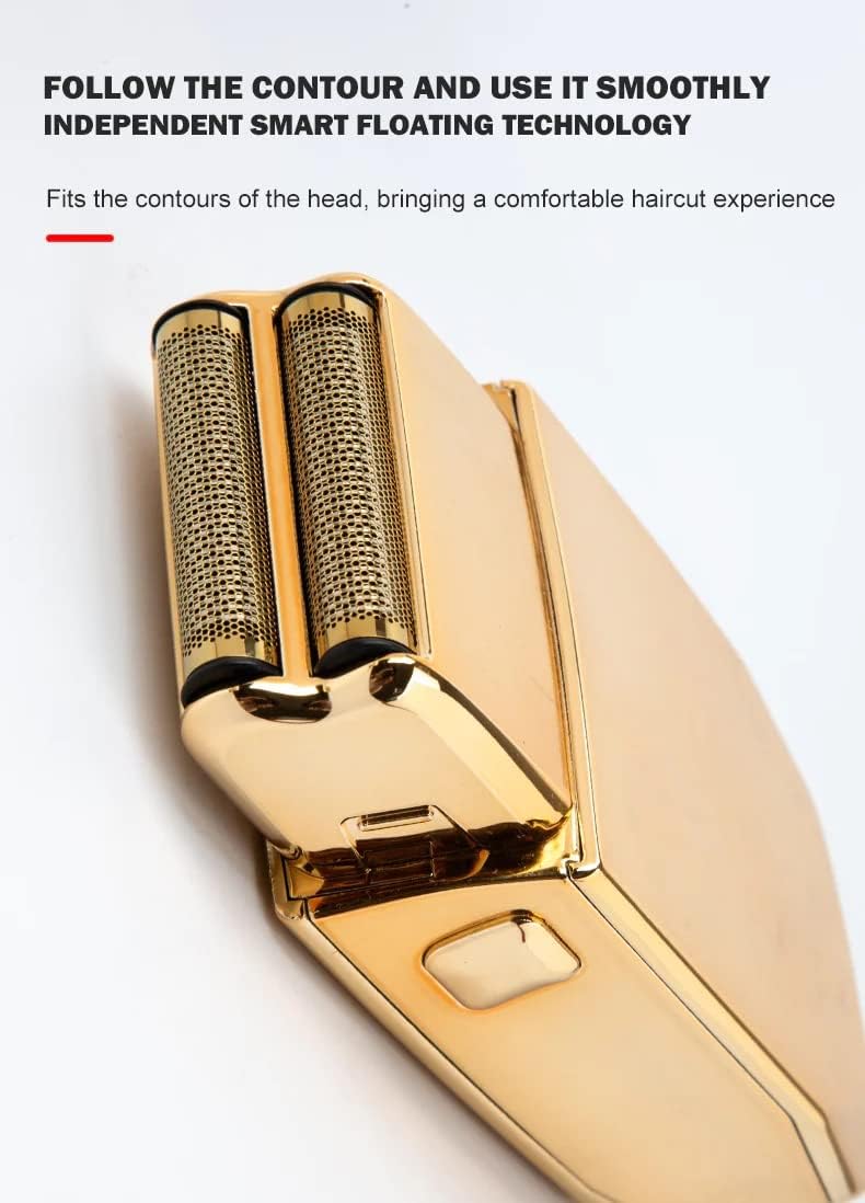 BR BARBERS Hair Clippers Gold for Men Full Metal Cordless Close Cutting T-Blade Trimmer with LED Display Professional Barbershop Barber Clipper Set Shaver Trimmer Razor Kit