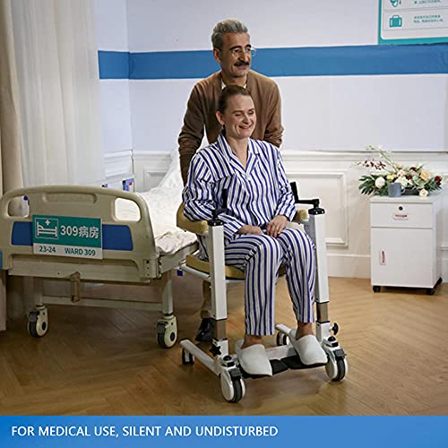 Multi-Function Patient Wheelchair, Patient Moving Chair Handicapped Elderly Bath Chair Easy Transfer to Toilet and Bathroom, with Removable Cushion and Commode-Hydraulic