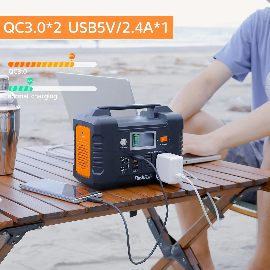 Flashfish 200W Portable Power Station, 40800mAh Solar Generator, Portable Generator聽for Camping Travel Emergency