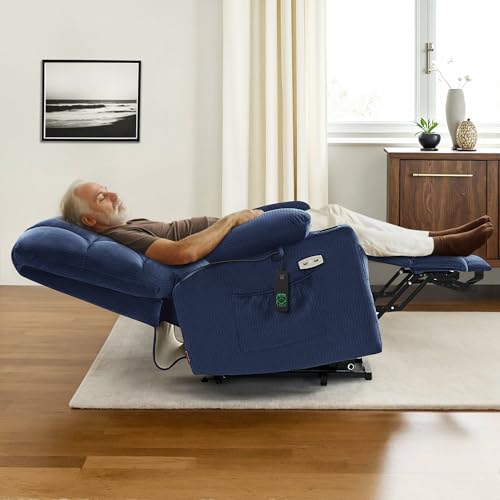 MCombo Large Dual Motor Power Lift Recliner Chair for Elderly, Massage and Heat, Lay Flat, Zero Gravity, Home Button, USB Port, Fabric 7680 (Large, Beige)