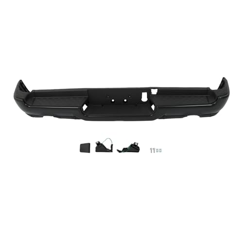 Black Steel Rear Step Bumper Assembly without Park Assist Sensor Holes with Dual Exhaust Replacement for 2019-2022 Ram 1500 CH1103139
