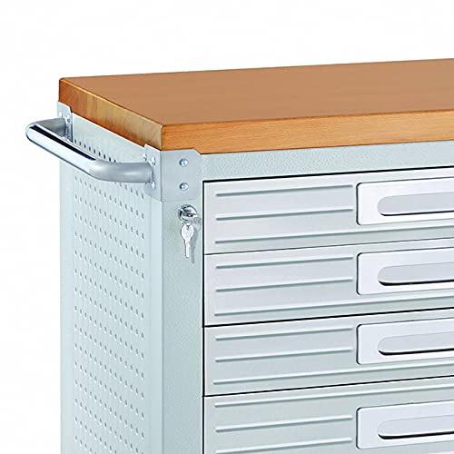 Seville Classics UltraHD Heavy Duty Rolling Cabinet Workbench Table w/Solid Wood Top, Workstation for Garage, Warehouse, Office, Workshop, 77" W x 20" D x 37.5" H, Granite, 12-Drawer