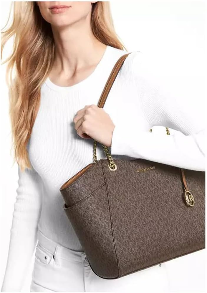 Michael Michael Kors Signature Jet Set Travel Large Chain Shoulder Tote, Brown