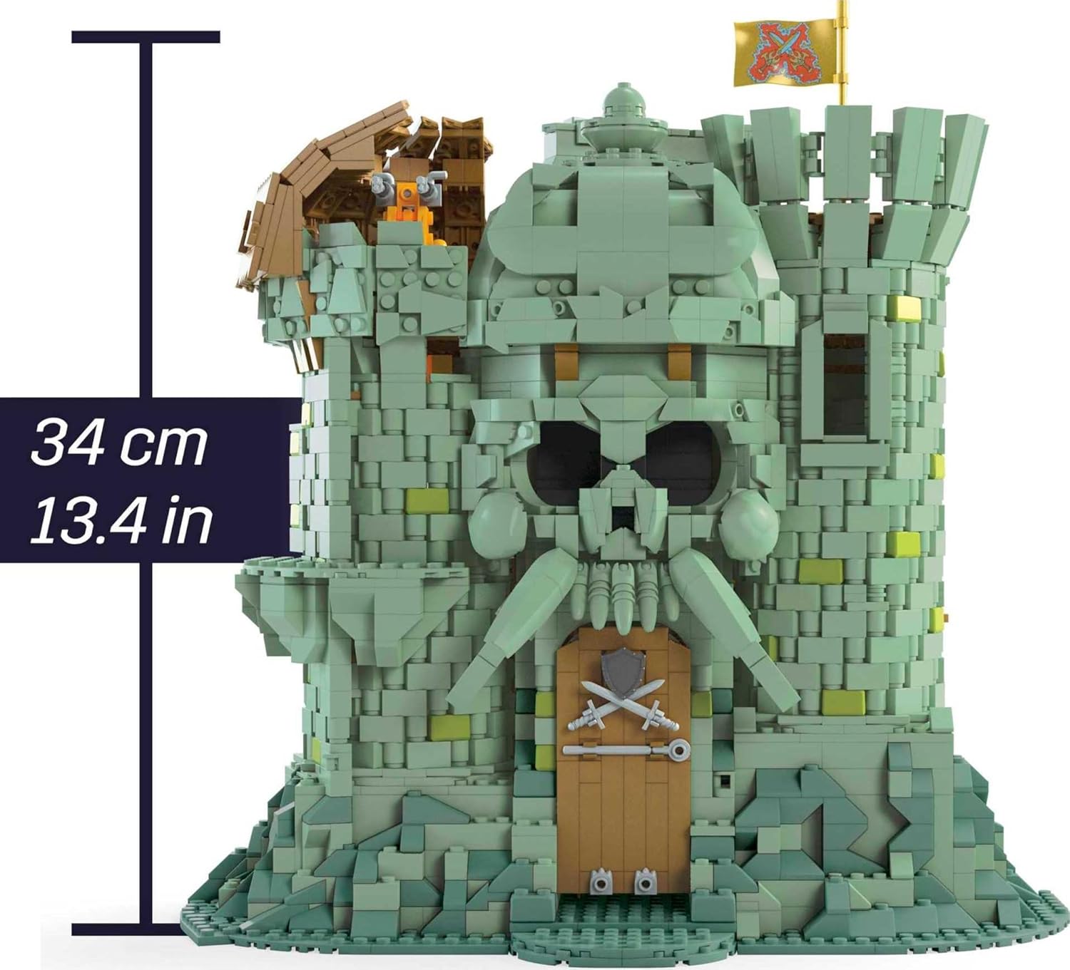 Mega Masters of The Universe Building Set, Castle Grayskull with 3508 Pieces, 6 Poseable Micro Action Figures, 13+ Inches Tall, for Adult Collectors