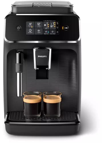 Philips 2200 Series Fully Automatic Espresso Machine, Classic Milk Frother, 2 Coffee Varieties, Intuitive Touch Display, 100% Ceramic Grinder, AquaClean Filter, Aroma Seal, Black (EP2220/14)