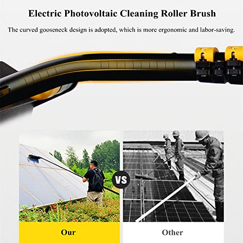 WTTTTW Electric Solar Panel Cleaning Brush Tool, Automatic Photovoltaic Panel Cleaning Water Brush, Window Cleaner Kit Roof Water Brush with Rechargeable Lithium Battery